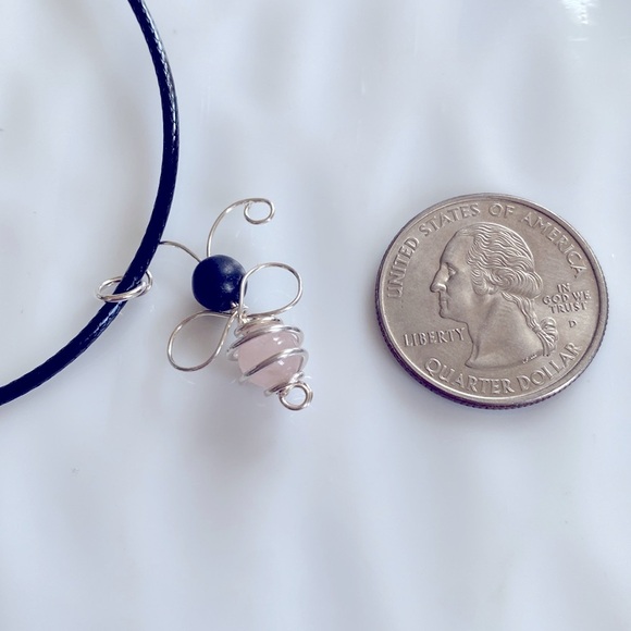 Sterling Silver and Pink Bee Pendant Necklace
17” long with extender - Picture 4 of 7